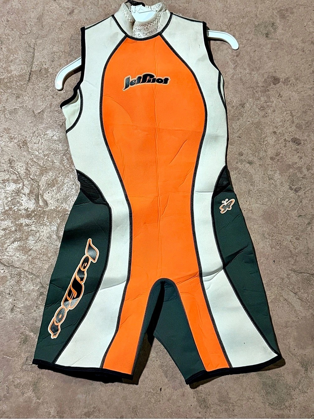 Vintage Jetpilot Shorty Wetsuit women’s Medium Orange Grey Sleeveless